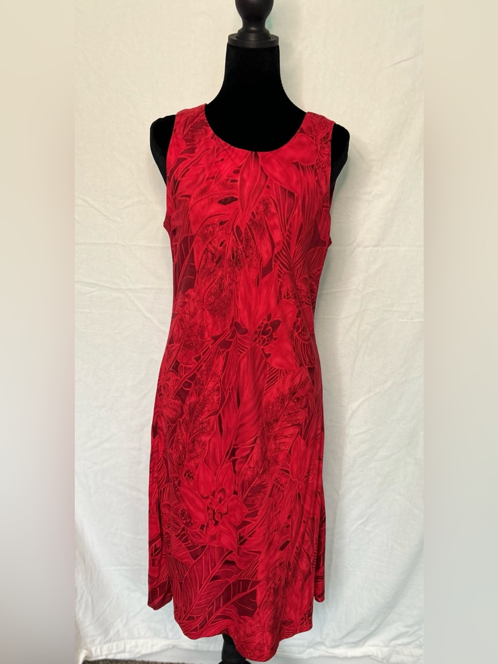 Vintage 80s 90s Hilo Hattie Hawaiian Original Red Floral A Line Dress Size M